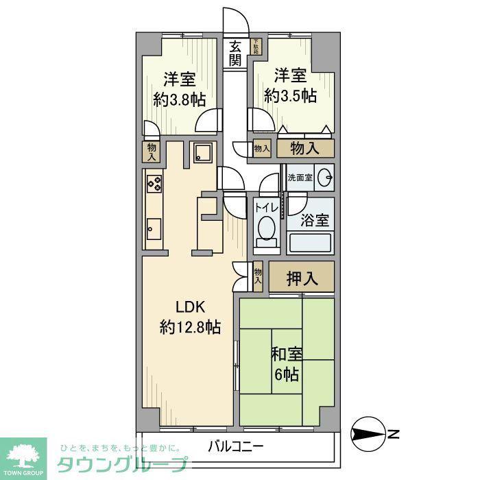 クレール府中(3LDK/3階)の間取り写真