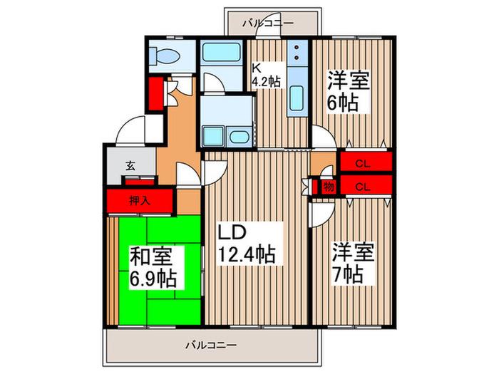 L-PLACE浦和(3LDK/1階)の間取り写真