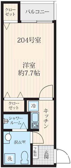 フォセット新大橋(1K/2階)の間取り写真