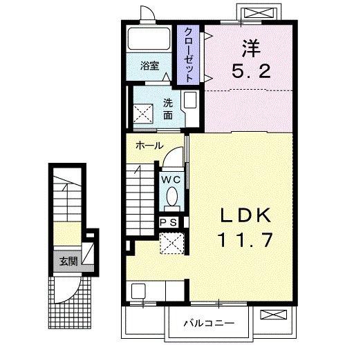 サンリット ヒロ(1LDK/2階)の間取り写真