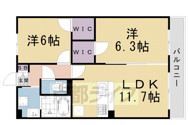 ニックレジデンス京都(2LDK/2階)の間取り写真