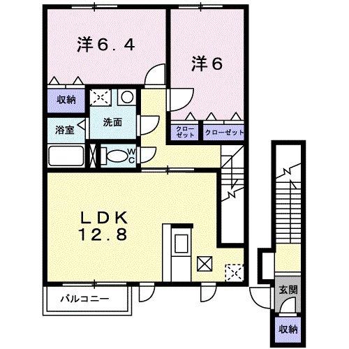 プロムナードA(2LDK/2階)の間取り写真