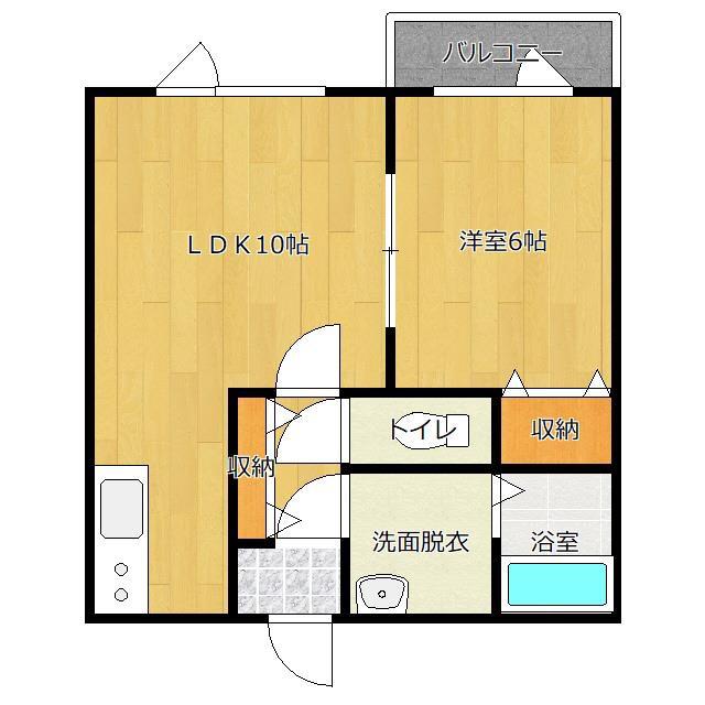 Uグランディス(1LDK/1階)の間取り写真
