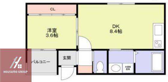 シティコート太子橋今市(1DK/3階)の間取り写真