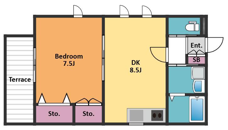 ラティフォリア市ヶ谷(1DK/1階)の間取り写真