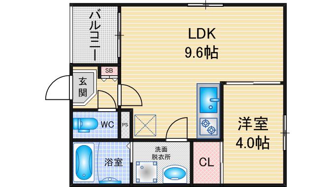 リーガル東海通(1LDK/3階)の間取り写真