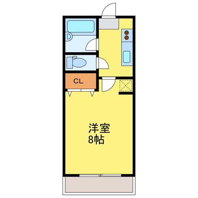 セルシオン南佐古(1K/1階)の間取り写真