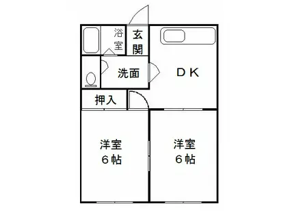 コーポ富士見(2DK/1階)の間取り写真