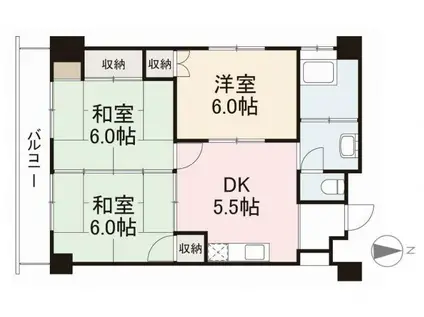 中村第一ビル(3DK/5階)の間取り写真