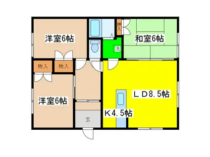 高橋マンション(3LDK/1階)の間取り写真