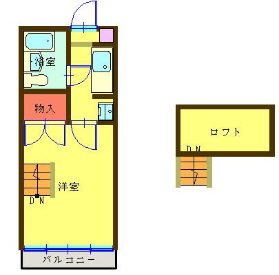 ロジュマン駒形I(1K/1階)の間取り写真