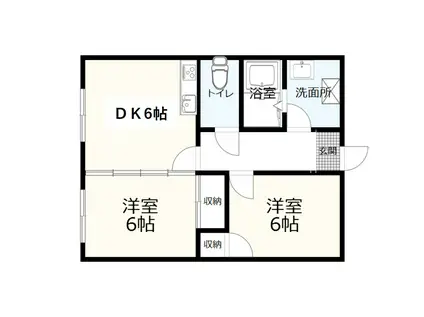 ラ・コート・ドールI(2DK/1階)の間取り写真