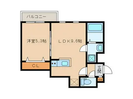 レソナ南福岡(1LDK/3階)の間取り写真