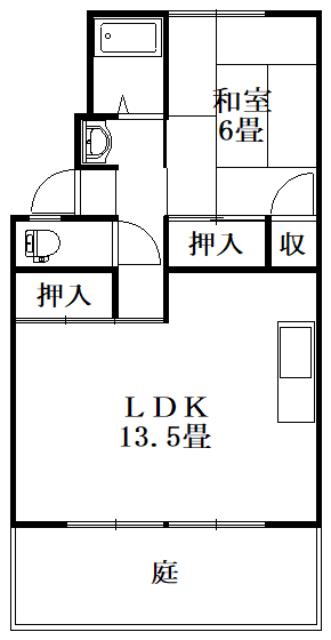 ニューファミール千鳥(1LDK/1階)の間取り写真