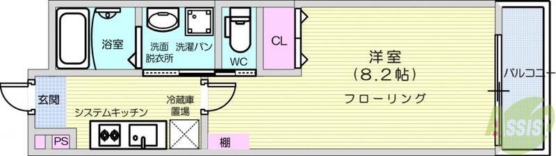 アリュール愛宕橋(1K/3階)の間取り写真