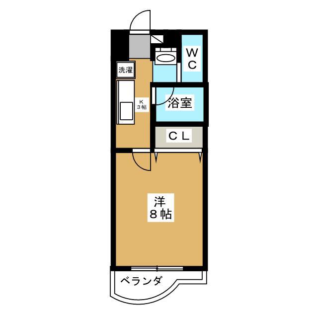 プラージュ美浜(1K/2階)の間取り写真