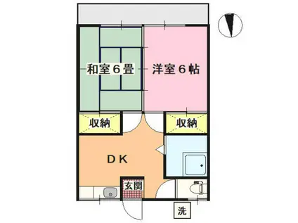 井戸沼アパート(2DK/1階)の間取り写真