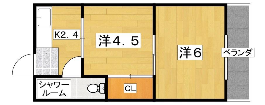 ロイヤルハイツ香里(2K/3階)の間取り写真