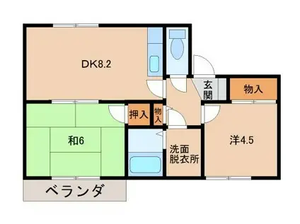 メゾンおかもと(2DK/2階)の間取り写真