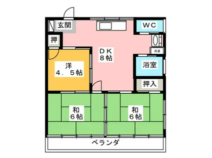 第2稲荷台ハイツ(3DK/1階)の間取り写真