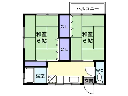 サンウインド31(2K/2階)の間取り写真