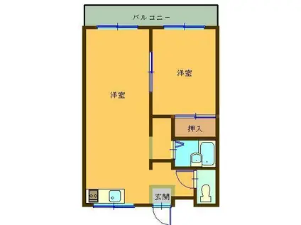 ＪＲ山陰本線 米子駅 バス乗車時間：18分 最寄りバス停で下車 徒歩8分 2階建 築28年(1LDK/1階)の間取り写真