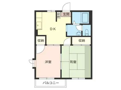 ルミエール B(2DK/1階)の間取り写真