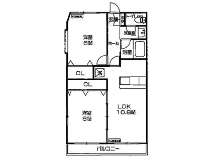 スターダスト晴貞(2LDK/5階)の間取り写真