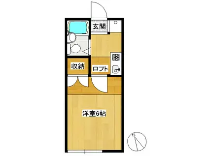 ドールピジョンきたみ(1K/2階)の間取り写真