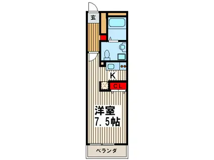 リブリ・クレールカルチェI(1K/2階)の間取り写真