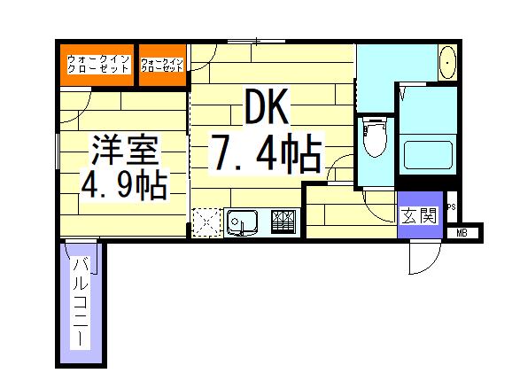 フジパレス福島I番館(1DK/3階)の間取り写真