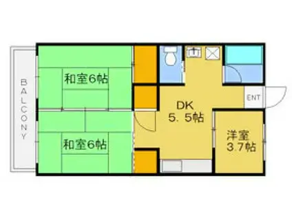 メゾン稲荷坂(3DK/4階)の間取り写真