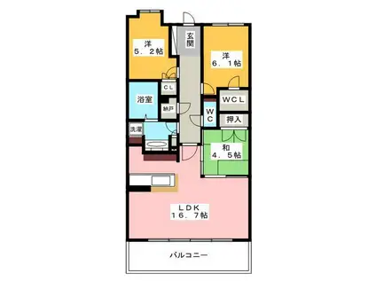 ザ・パークハウス桜坂サンリヤン(3SLDK/9階)の間取り写真