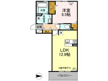 ダンケ・プロースト(1LDK/2階)の間取り写真