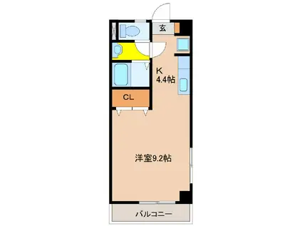 ＪＲ日豊本線 宮崎駅 徒歩7分 7階建 築22年(1K/3階)の間取り写真