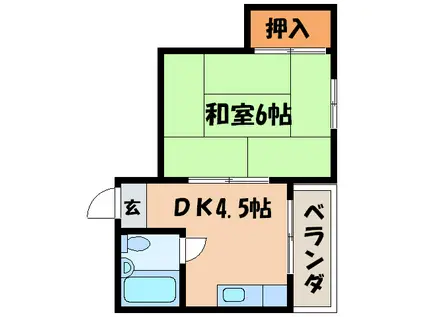 グランドハイツ加美東(1DK/5階)の間取り写真