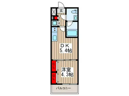 ザプレミアムキューブG潮見(1DK/2階)の間取り写真