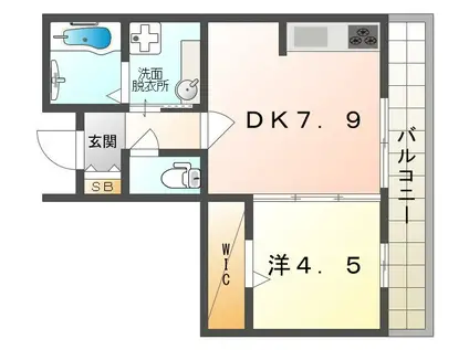 GRAND ONZE西三荘(1DK/3階)の間取り写真