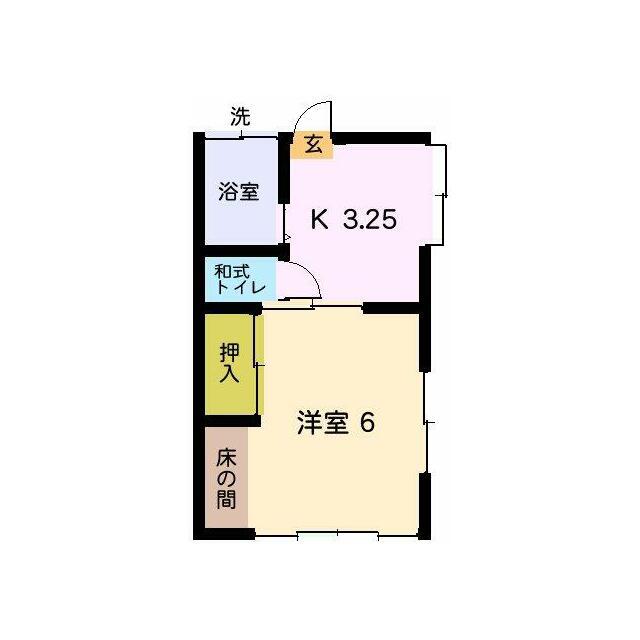 ヴィラ石原A棟(1K/2階)の間取り写真