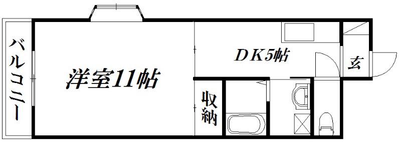 リンボック(1DK/2階)の間取り写真