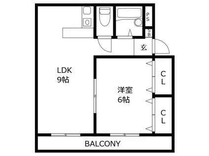ロックバレー庄町(1LDK/3階)の間取り写真