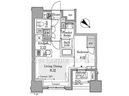 GRAN PASEO横濱関内PREMIUM(1LDK/9階)の間取り写真
