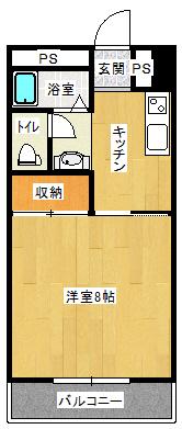 しおんビル(1K/4階)の間取り写真