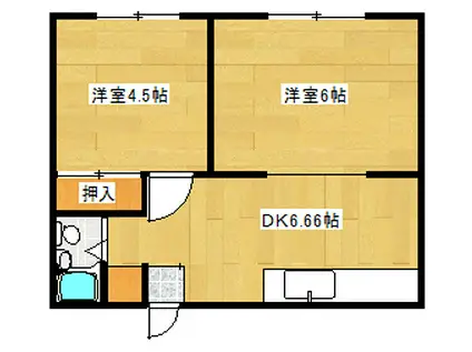 ハイツ山口(2DK/1階)の間取り写真