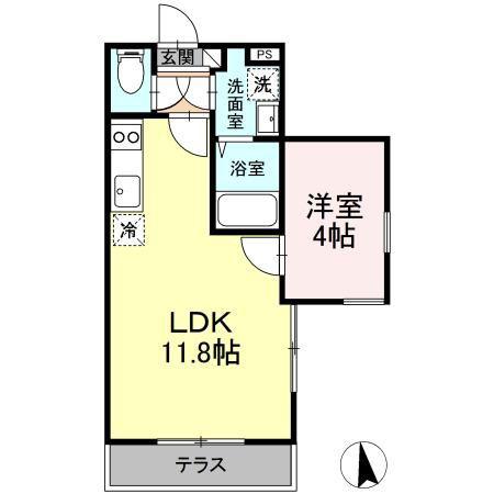 メゾン・ド・リアン(1LDK/1階)の間取り写真