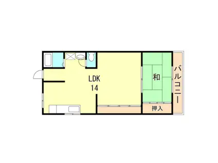 波賀ハイツ(1LDK/3階)の間取り写真