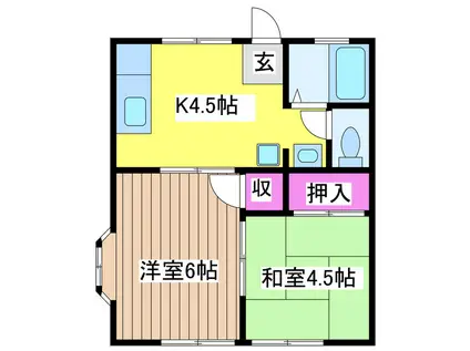 マウンテンハイツ(2K/1階)の間取り写真