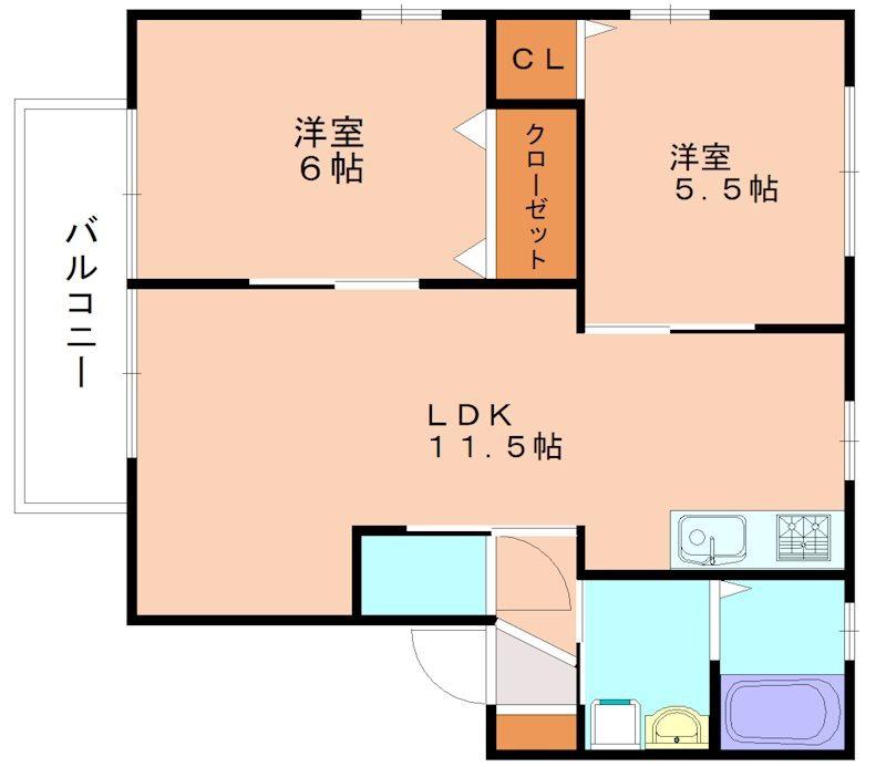 シェソワ・ルポ(2LDK/1階)の間取り写真