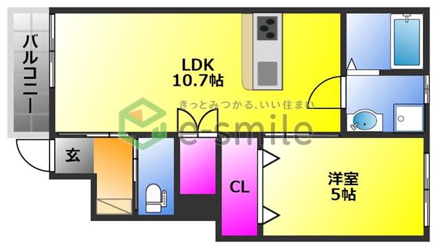 エスカレント広川(1LDK/1階)の間取り写真