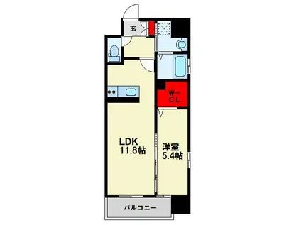 MUU.黒崎(1LDK/6階)の間取り写真